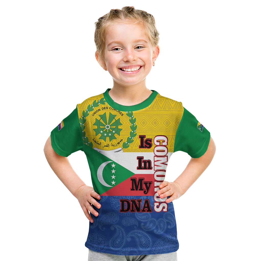 Comoros Is In My DNA Kid T Shirt Udzima wa Komori - African Paisley Pattern - Wonder Print Shop