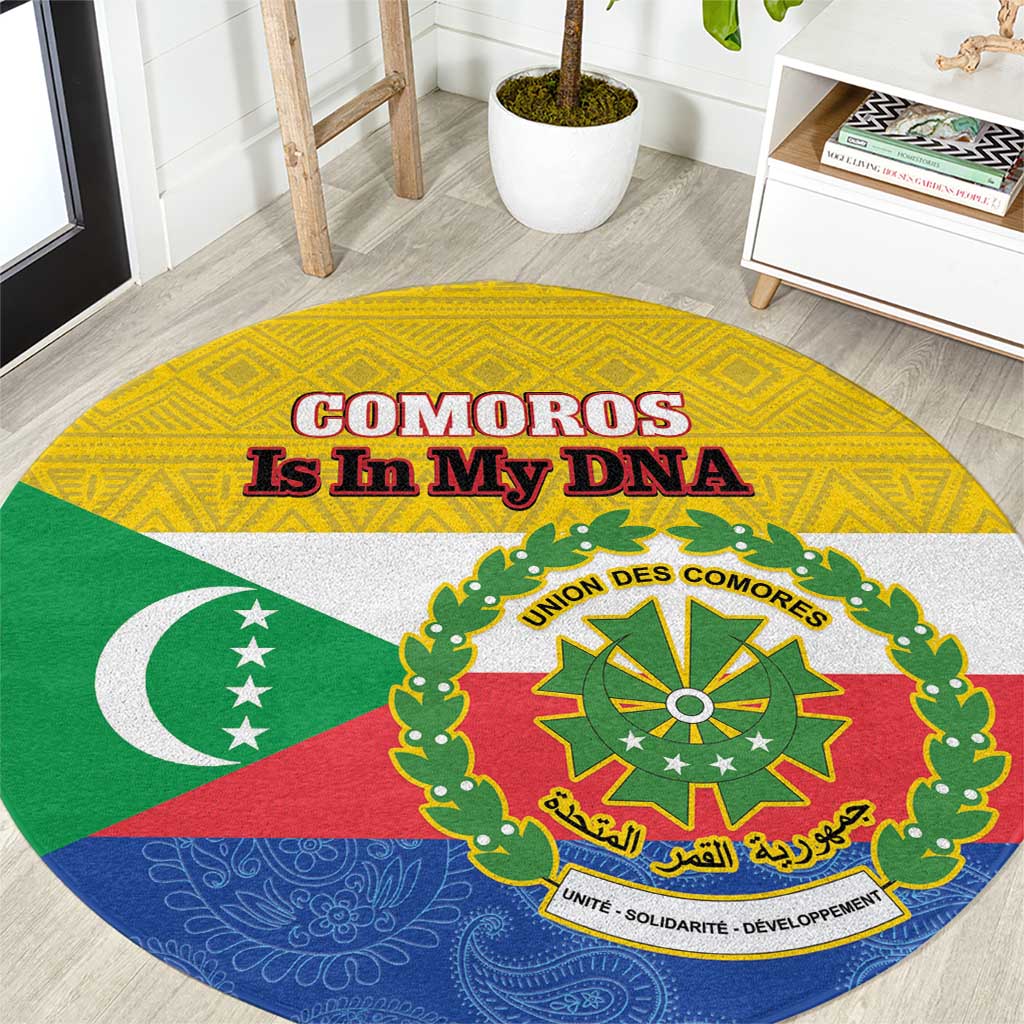 Comoros Is In My DNA Round Carpet Udzima wa Komori - African Paisley Pattern