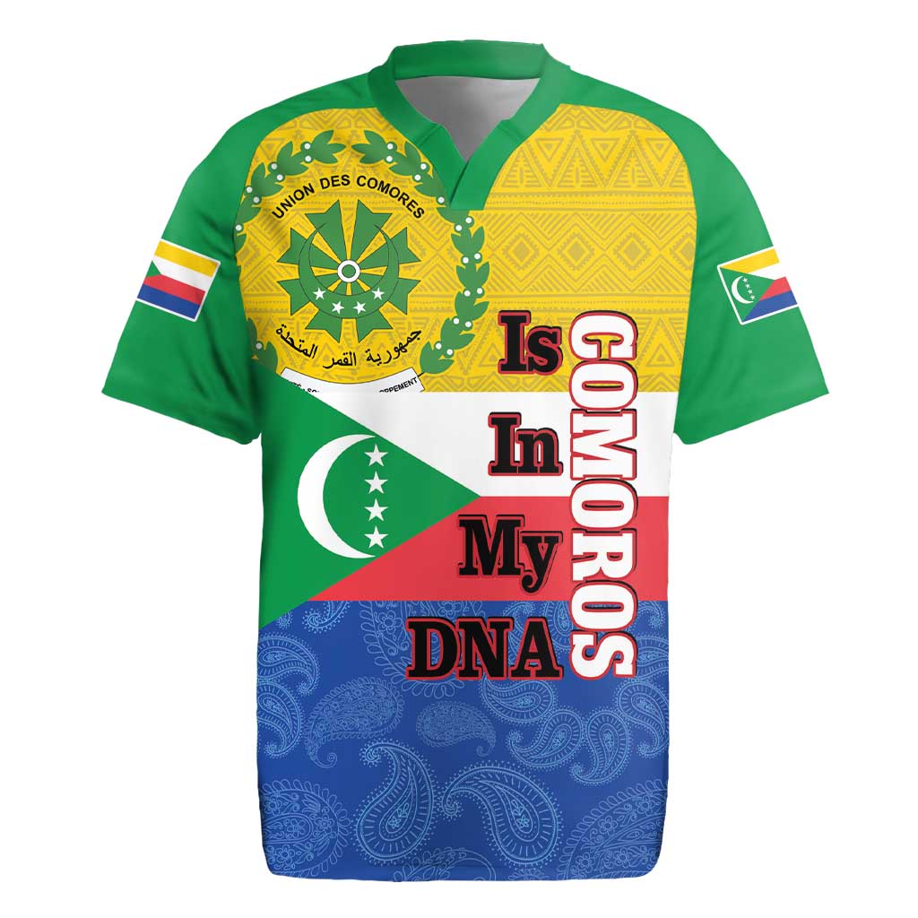 Comoros Is In My DNA Rugby Jersey Udzima wa Komori - African Paisley Pattern - Wonder Print Shop