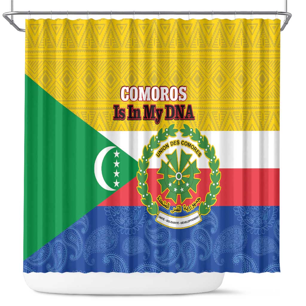 Comoros Is In My DNA Shower Curtain Udzima wa Komori - African Paisley Pattern