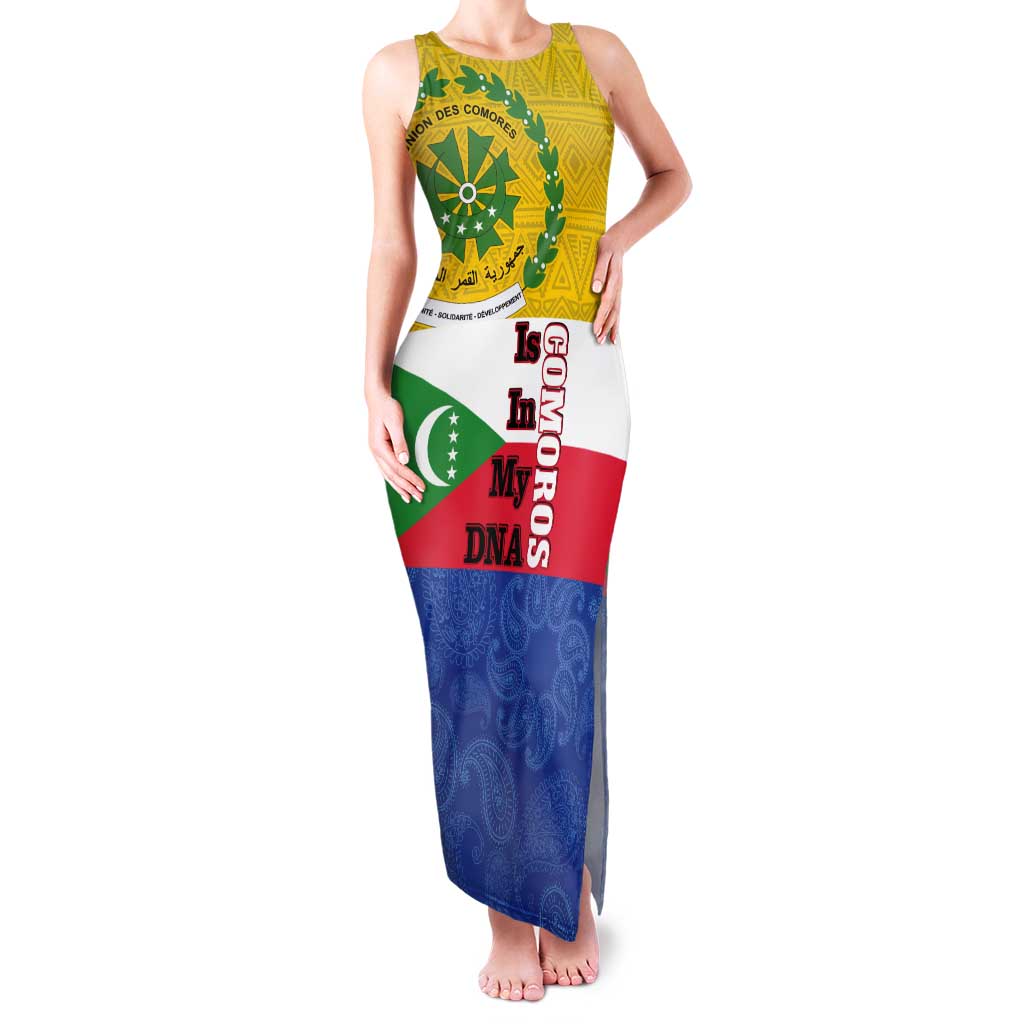 Comoros Is In My DNA Tank Maxi Dress Udzima wa Komori - African Paisley Pattern - Wonder Print Shop