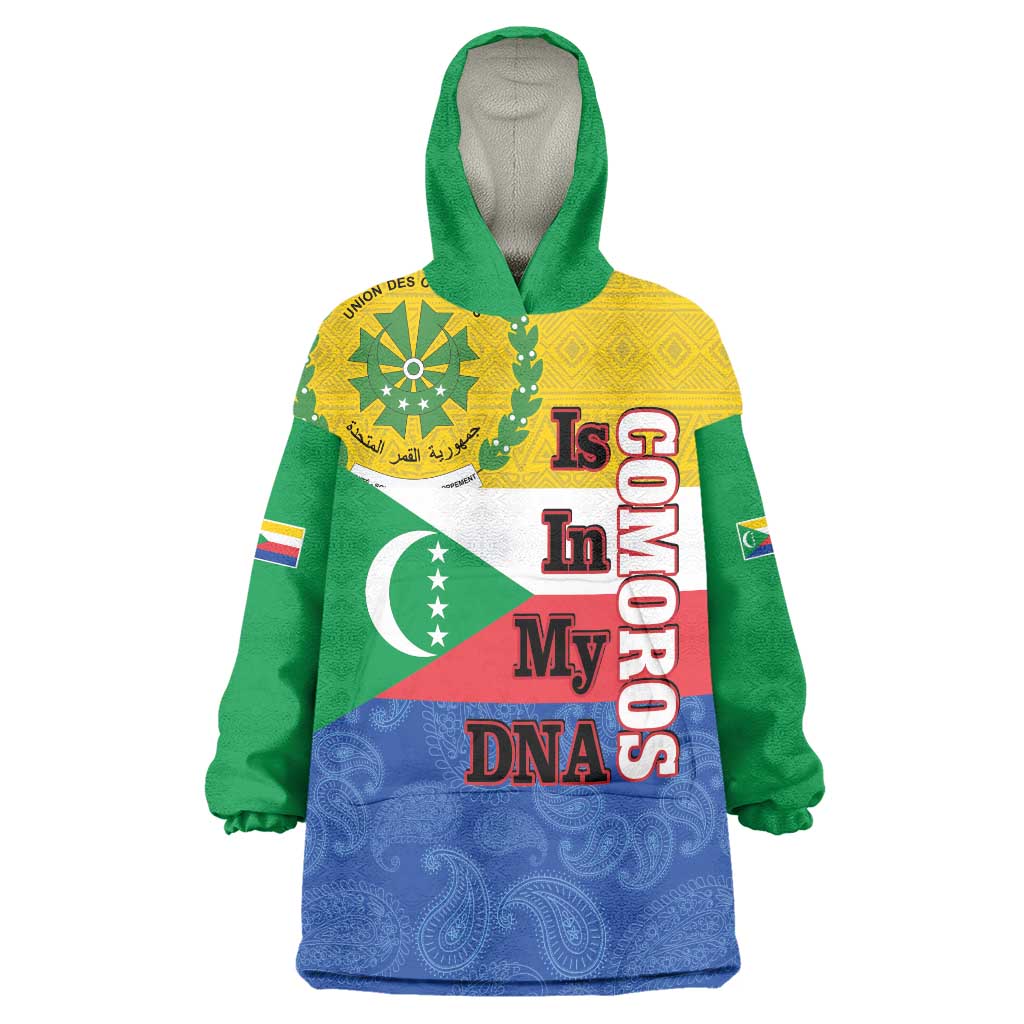 Comoros Is In My DNA Wearable Blanket Hoodie Udzima wa Komori - African Paisley Pattern