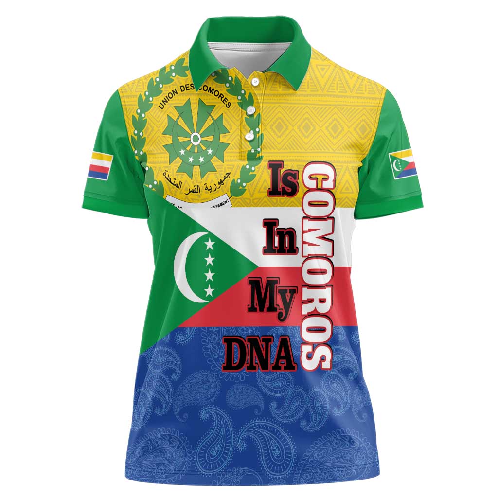 Comoros Is In My DNA Women Polo Shirt Udzima wa Komori - African Paisley Pattern - Wonder Print Shop