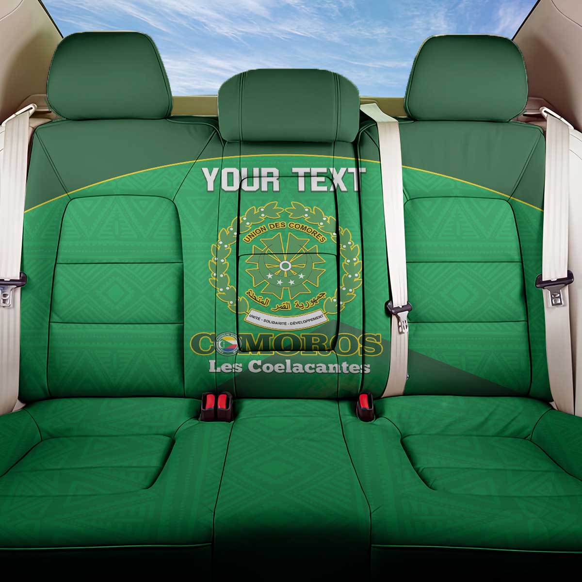 Custom Comoros Football Back Car Seat Cover Allez Les Coelacantes - Wonder Print Shop