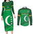 Custom Comoros Football Couples Matching Long Sleeve Bodycon Dress and Long Sleeve Button Shirt Allez Les Coelacantes - Wonder Print Shop