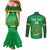 Custom Comoros Football Couples Matching Mermaid Dress and Long Sleeve Button Shirt Allez Les Coelacantes