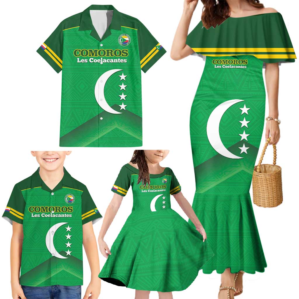 Custom Comoros Football Family Matching Mermaid Dress and Hawaiian Shirt Allez Les Coelacantes - Wonder Print Shop