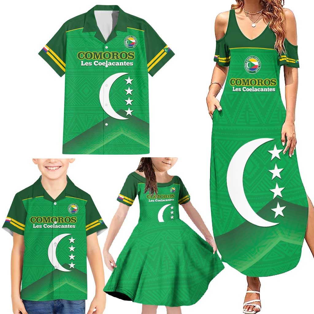 Custom Comoros Football Family Matching Summer Maxi Dress and Hawaiian Shirt Allez Les Coelacantes - Wonder Print Shop