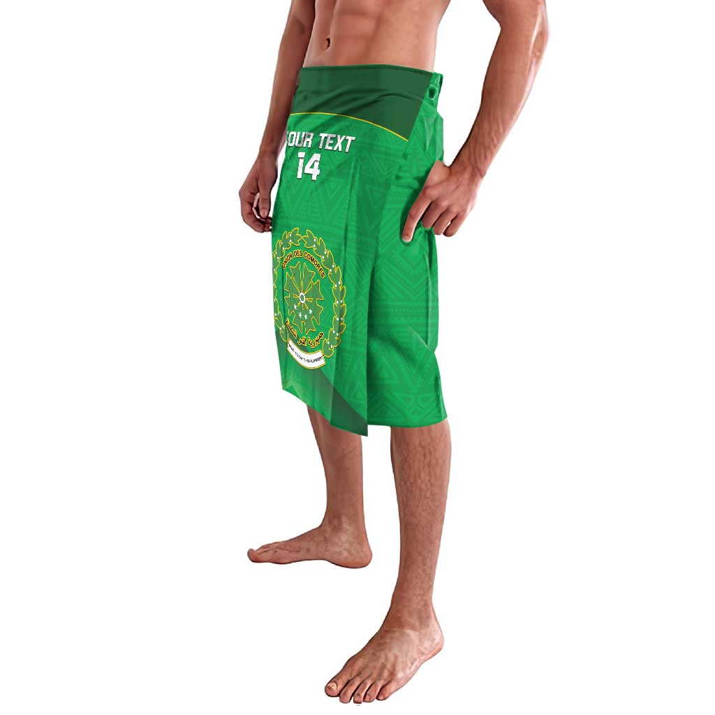 Green football wrap lavalava with crest logo and custom number text