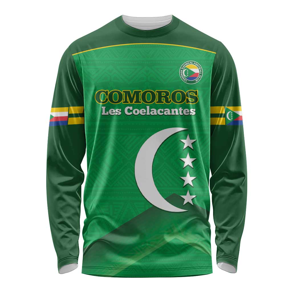 Custom Comoros Football Long Sleeve Shirt Allez Les Coelacantes - Wonder Print Shop