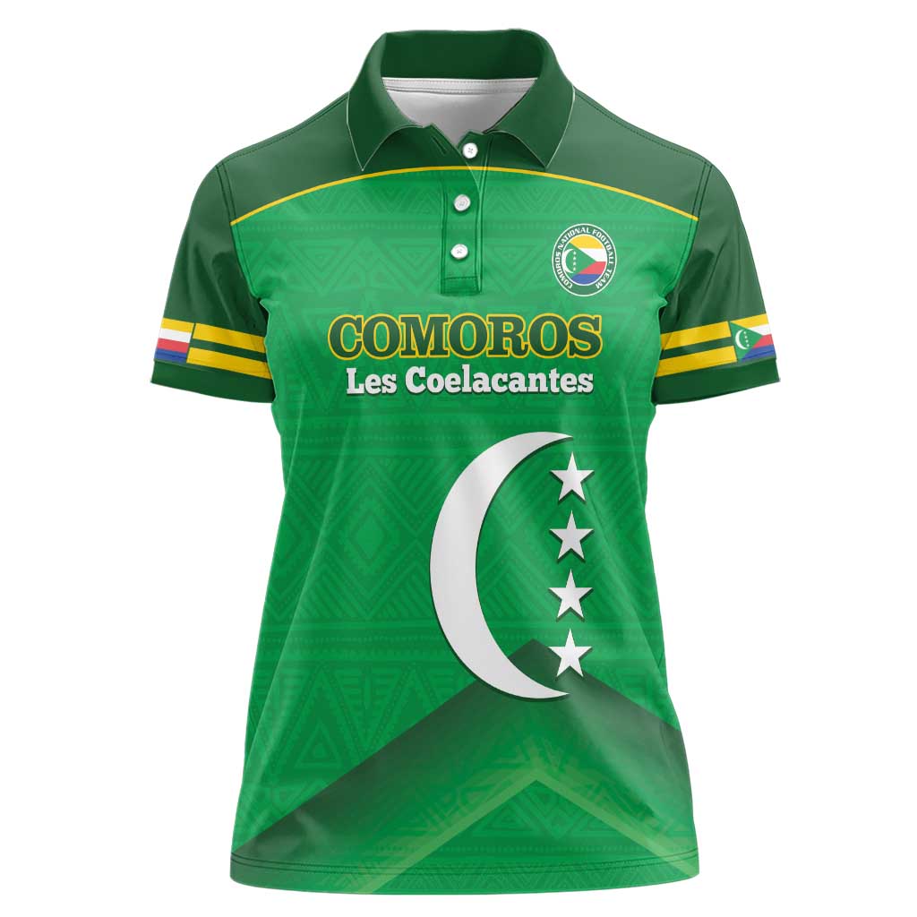 Custom Comoros Football Women Polo Shirt Allez Les Coelacantes - Wonder Print Shop