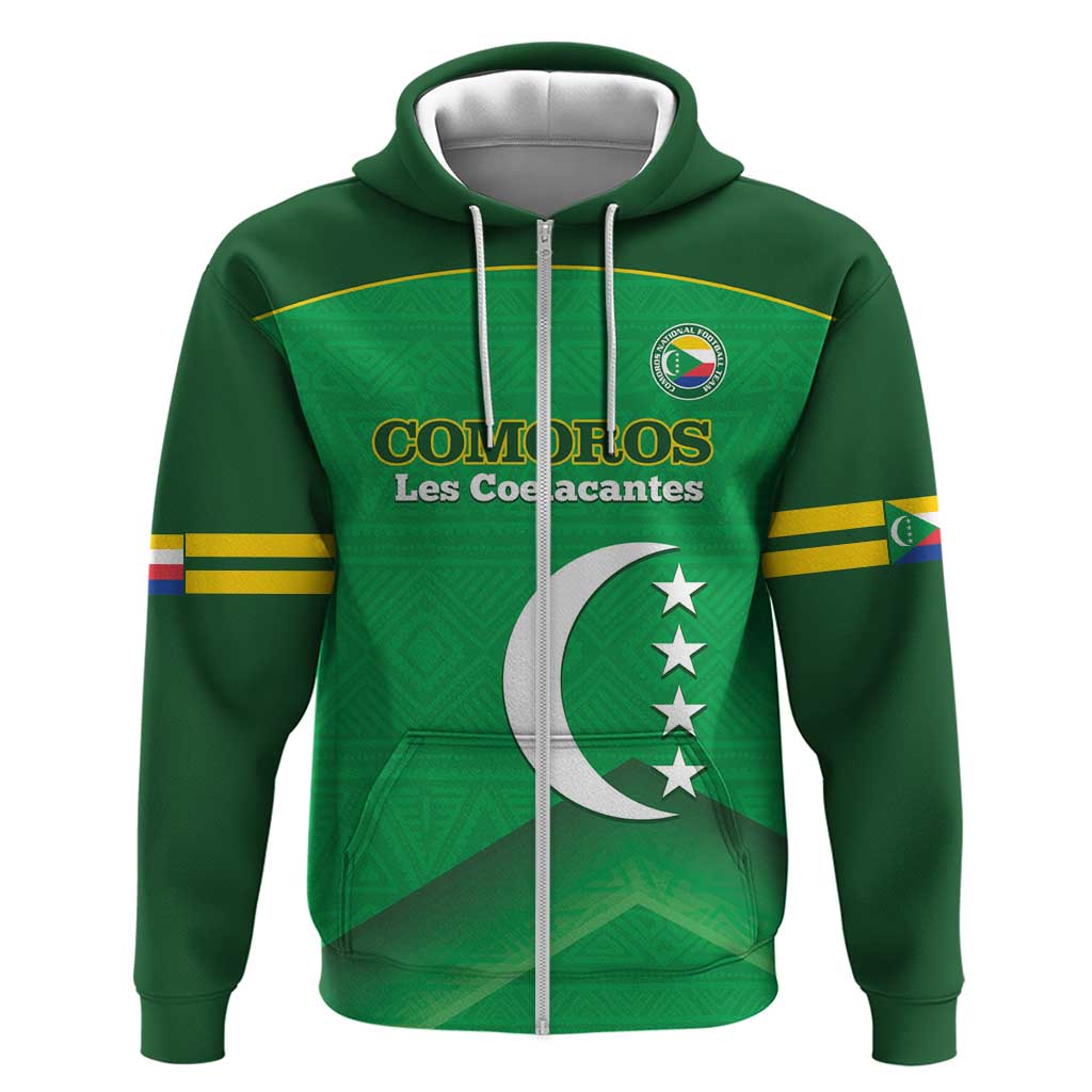 Custom Comoros Football Zip Hoodie Allez Les Coelacantes - Wonder Print Shop