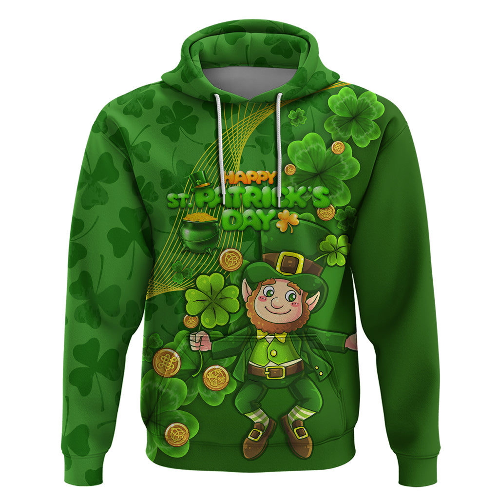 Happy St Patricks Day Hoodie 2024 Irish Shamrocks With Lucky Leprechaun - Wonder Print Shop