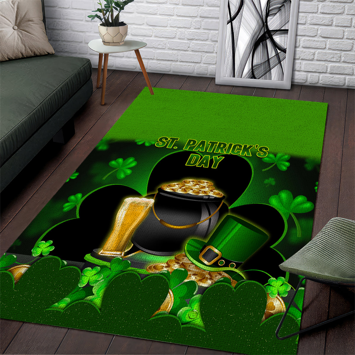 Happy St Patricks Day Area Rug La Fheile Padraig Shamrock Style - Wonder Print Shop