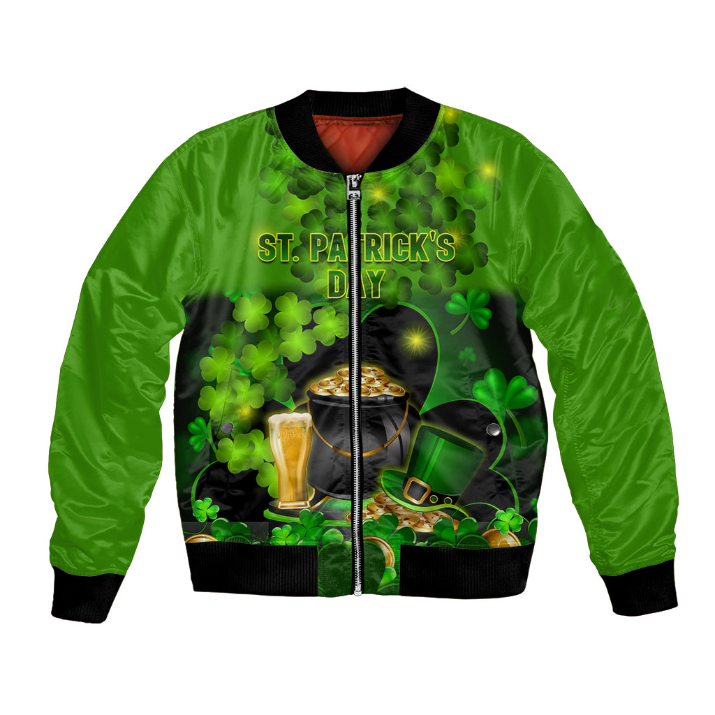 Happy St Patricks Day Bomber Jacket La Fheile Padraig Shamrock Style - Wonder Print Shop