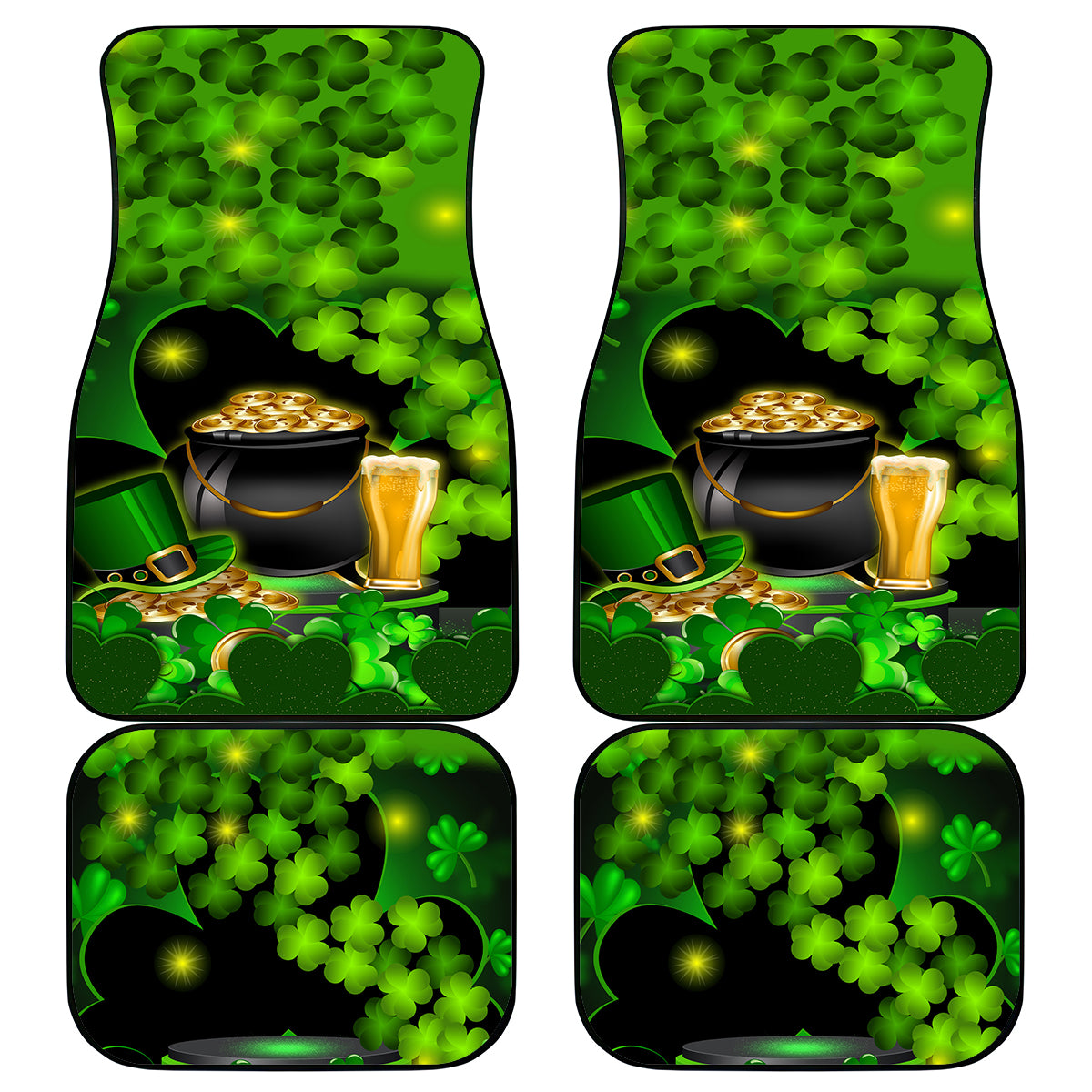 Happy St Patricks Day Car Mats La Fheile Padraig Shamrock Style - Wonder Print Shop