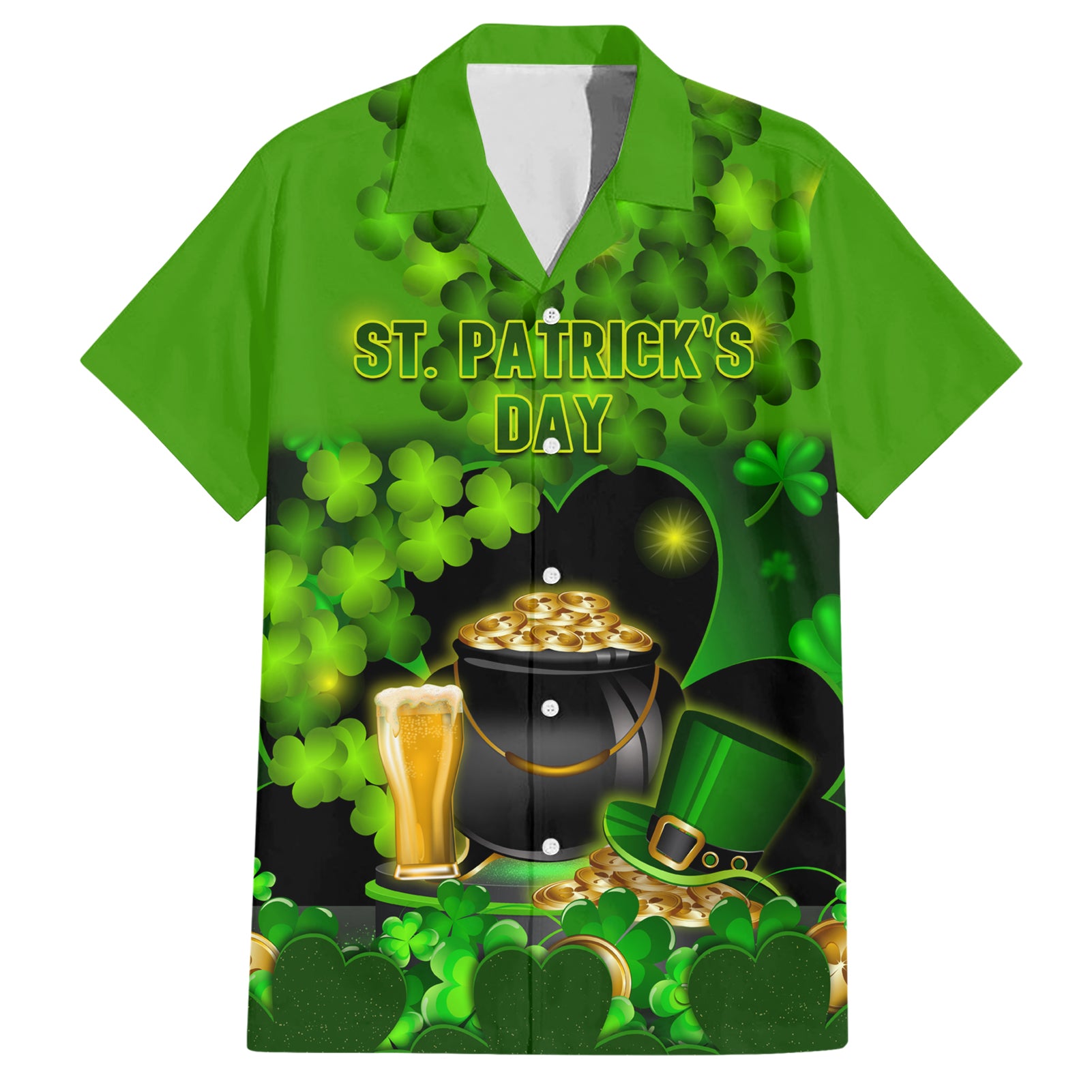 Happy St Patricks Day Hawaiian Shirt La Fheile Padraig Shamrock Style - Wonder Print Shop