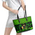 Happy St Patricks Day Leather Tote Bag La Fheile Padraig Shamrock Style - Wonder Print Shop