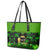 Happy St Patricks Day Leather Tote Bag La Fheile Padraig Shamrock Style - Wonder Print Shop