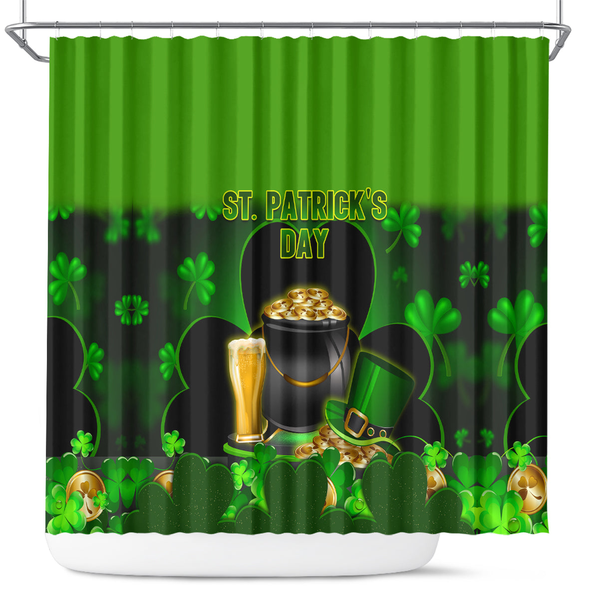 Happy St Patricks Day Shower Curtain La Fheile Padraig Shamrock Style