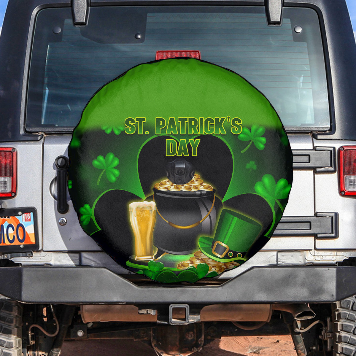 Happy St Patricks Day Spare Tire Cover La Fheile Padraig Shamrock Style - Wonder Print Shop