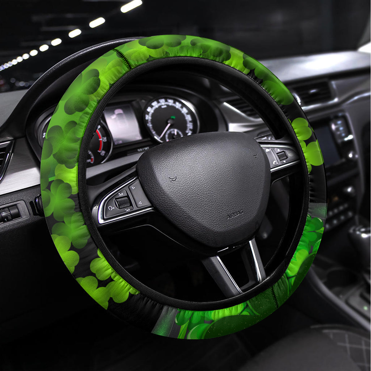 Happy St Patricks Day Steering Wheel Cover La Fheile Padraig Shamrock Style - Wonder Print Shop