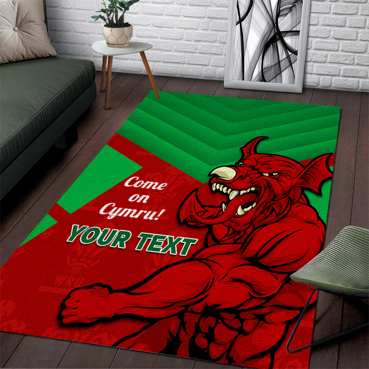 Custom Wales Rugby Area Rug 2024 Six Nations Come On Cymru Mascot Sporty - Wonder Print Shop