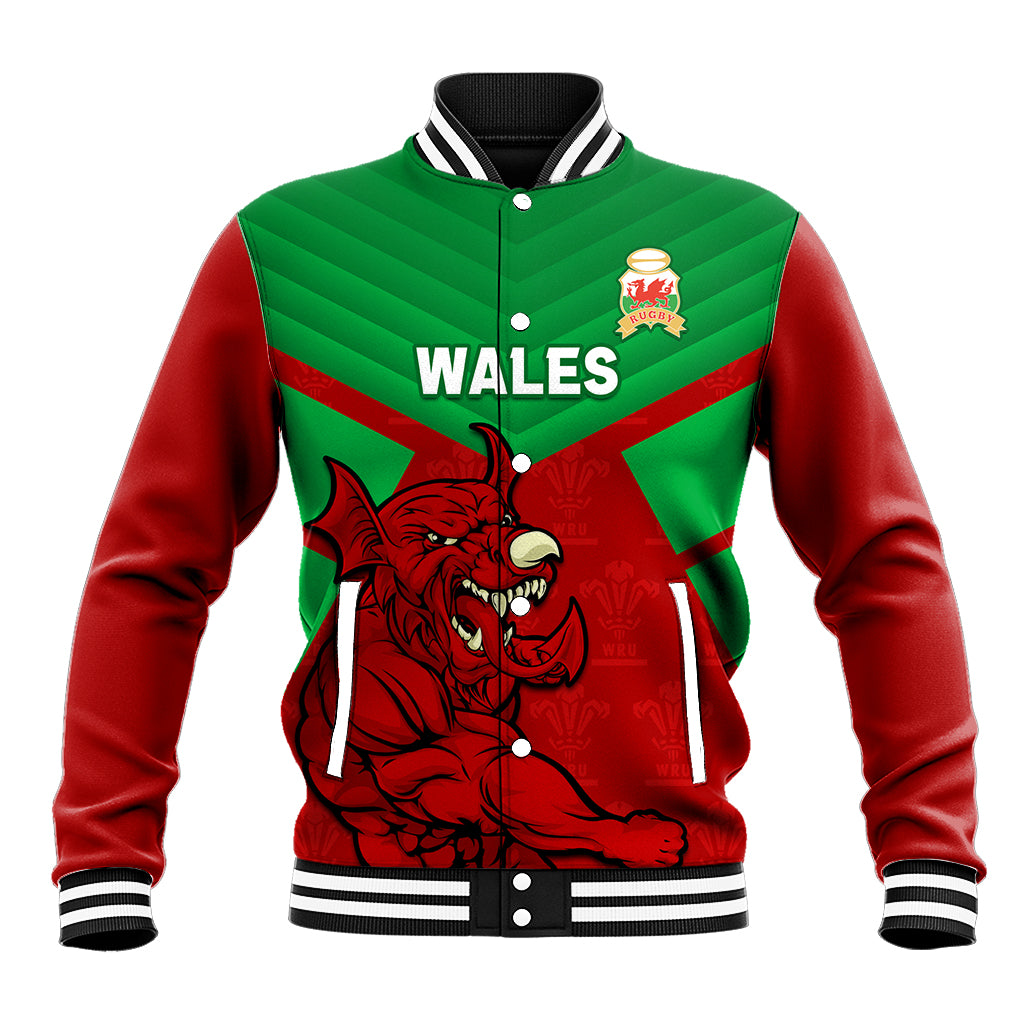 Custom Wales Rugby Baseball Jacket 2024 Six Nations Come On Cymru Mascot Sporty - Wonder Print Shop