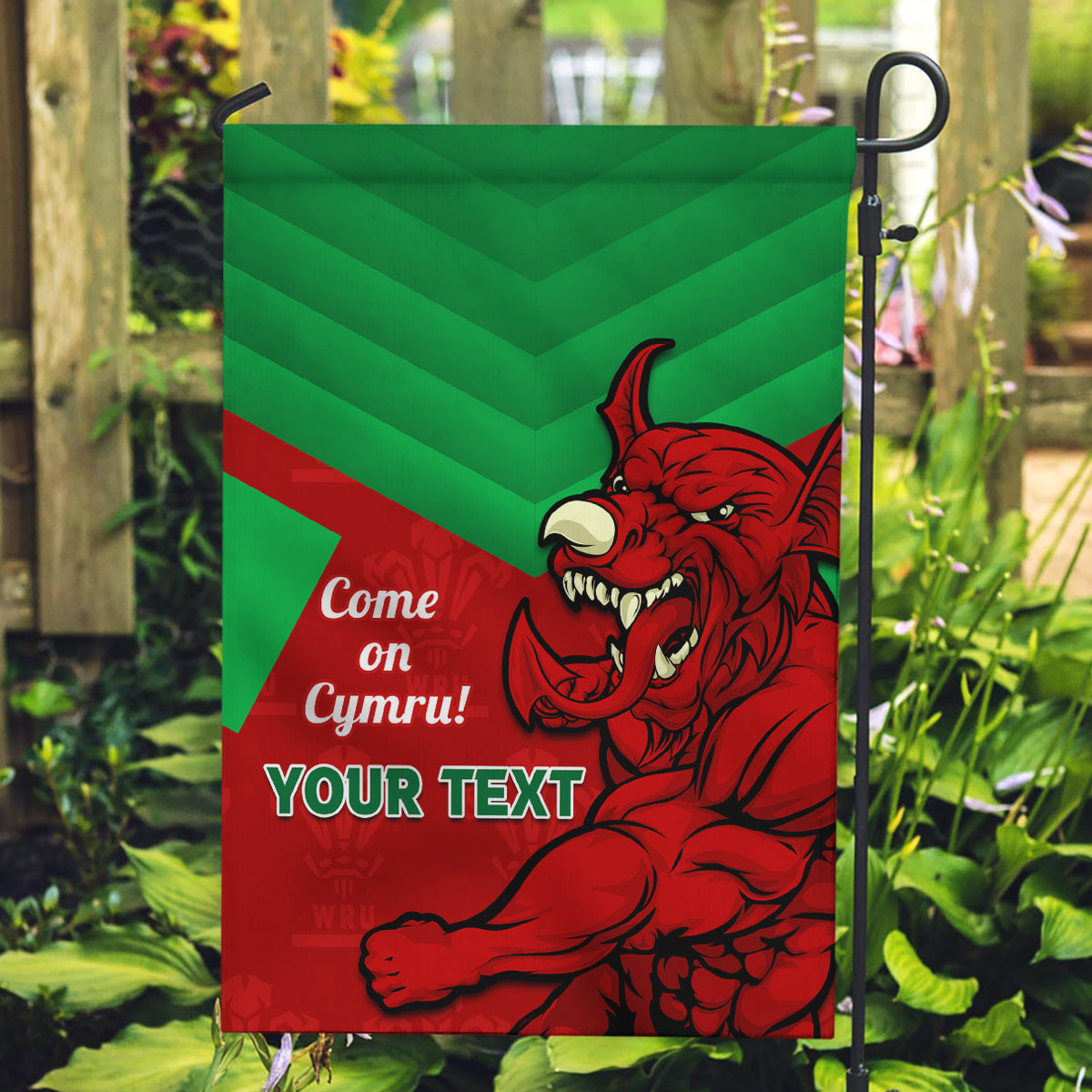 Custom Wales Rugby Garden Flag 2024 Six Nations Come On Cymru Mascot Sporty - Wonder Print Shop