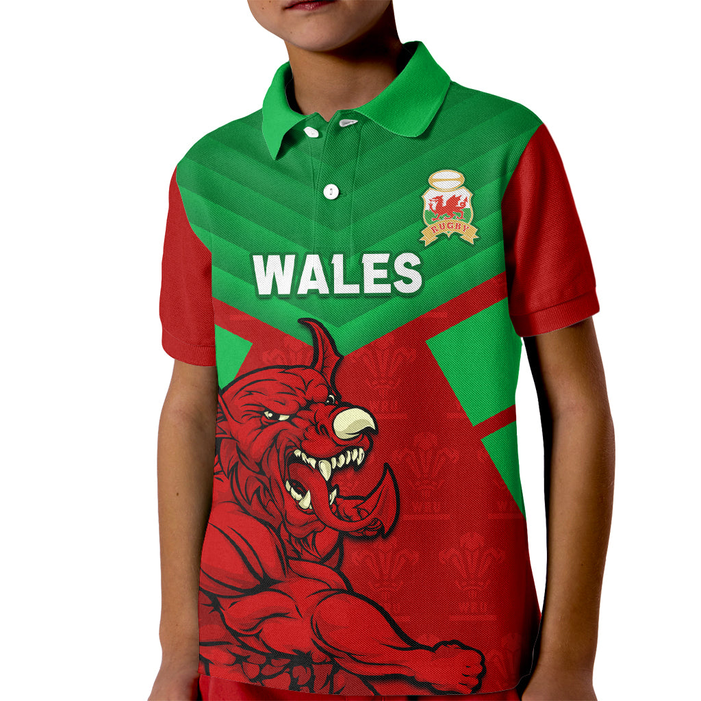 Custom Wales Rugby Kid Polo Shirt 2024 Six Nations Come On Cymru Mascot Sporty - Wonder Print Shop