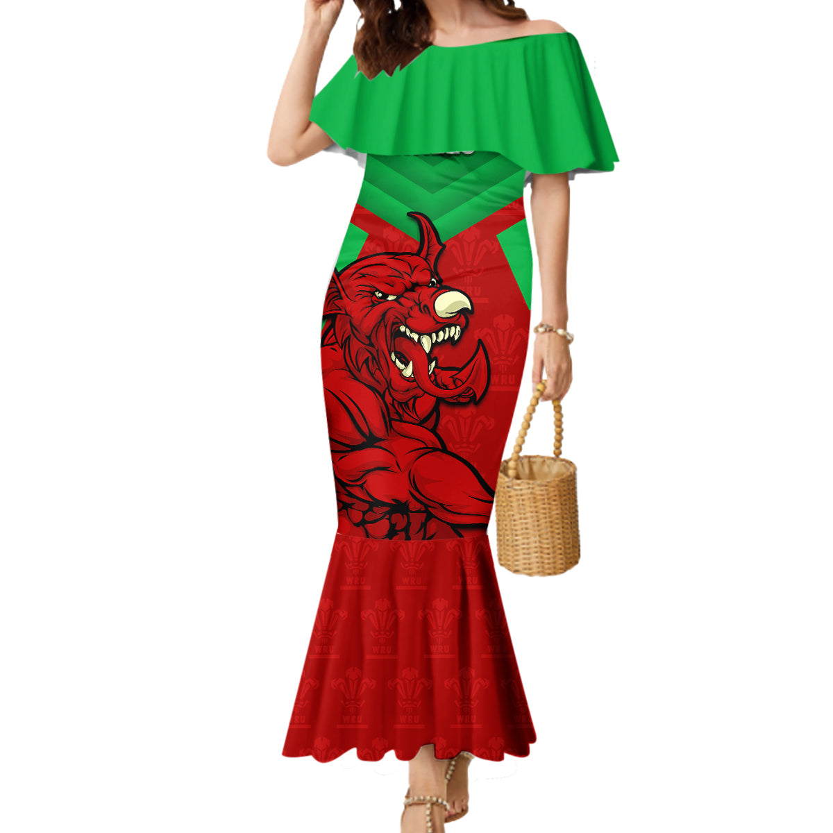 Custom Wales Rugby Mermaid Dress 2024 Six Nations Come On Cymru Mascot Sporty - Wonder Print Shop