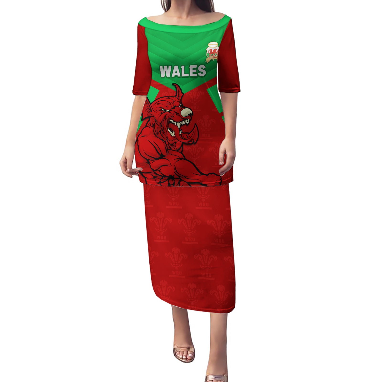 Custom Wales Rugby Puletasi 2024 Six Nations Come On Cymru Mascot Sporty - Wonder Print Shop