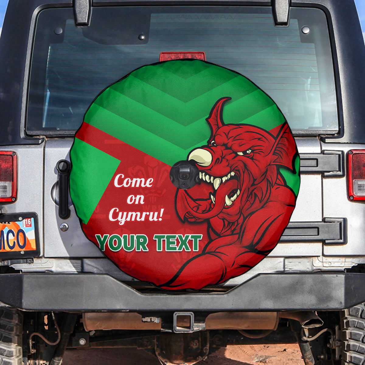 Custom Wales Rugby Spare Tire Cover 2024 Six Nations Come On Cymru Mascot Sporty