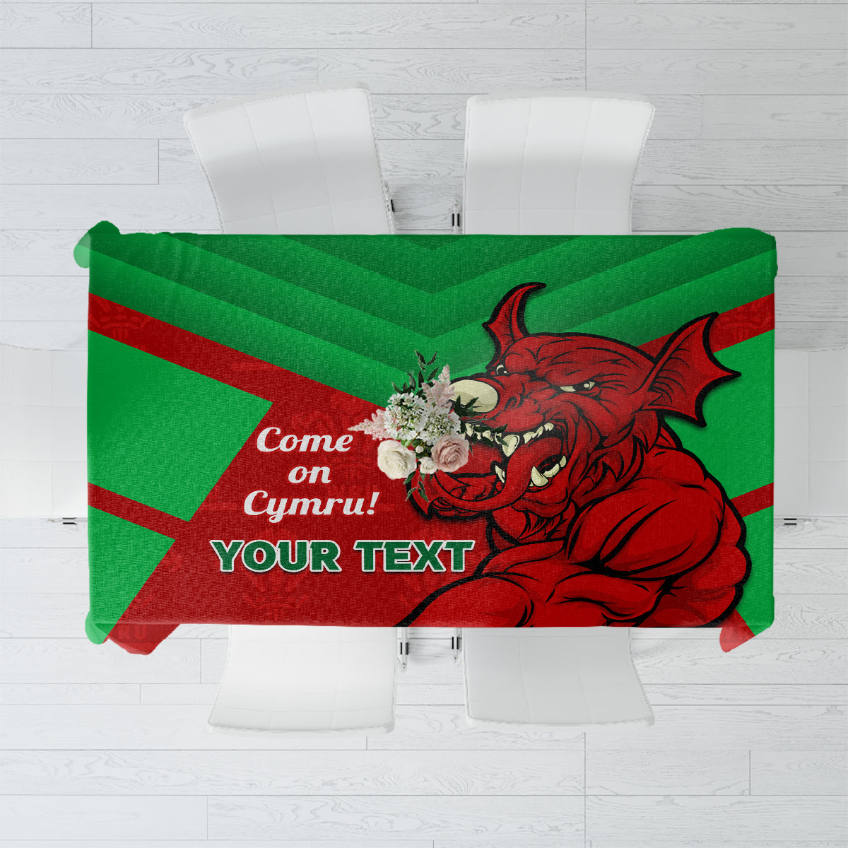 Custom Wales Rugby Tablecloth 2024 Six Nations Come On Cymru Mascot Sporty - Wonder Print Shop