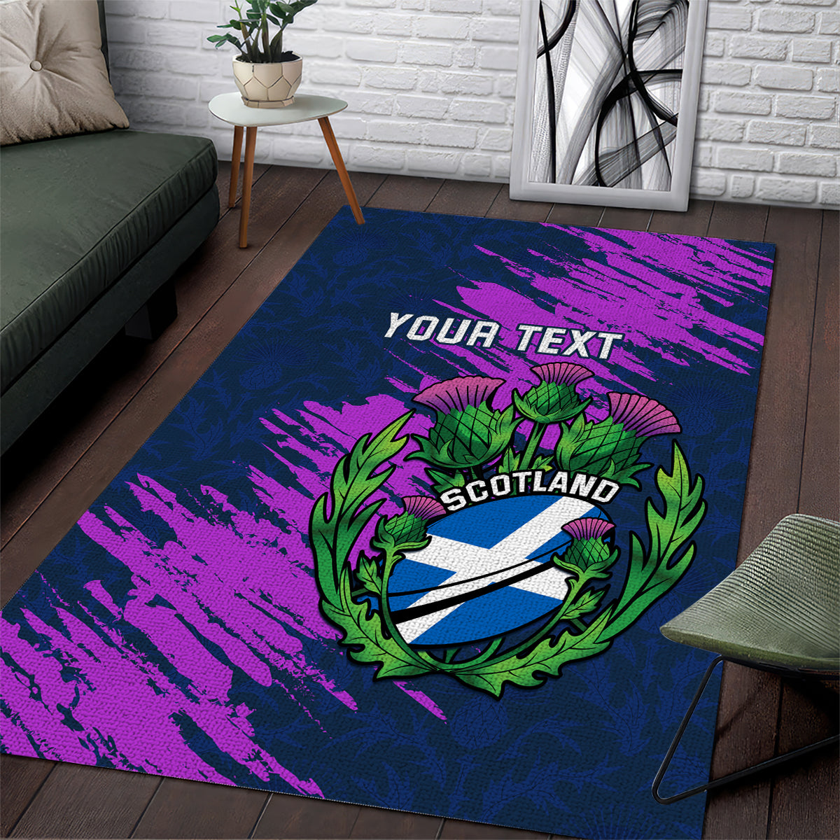 Custom Scotland Rugby Area Rug 2024 Six Nations Go Scottish Thistle - Wonder Print Shop