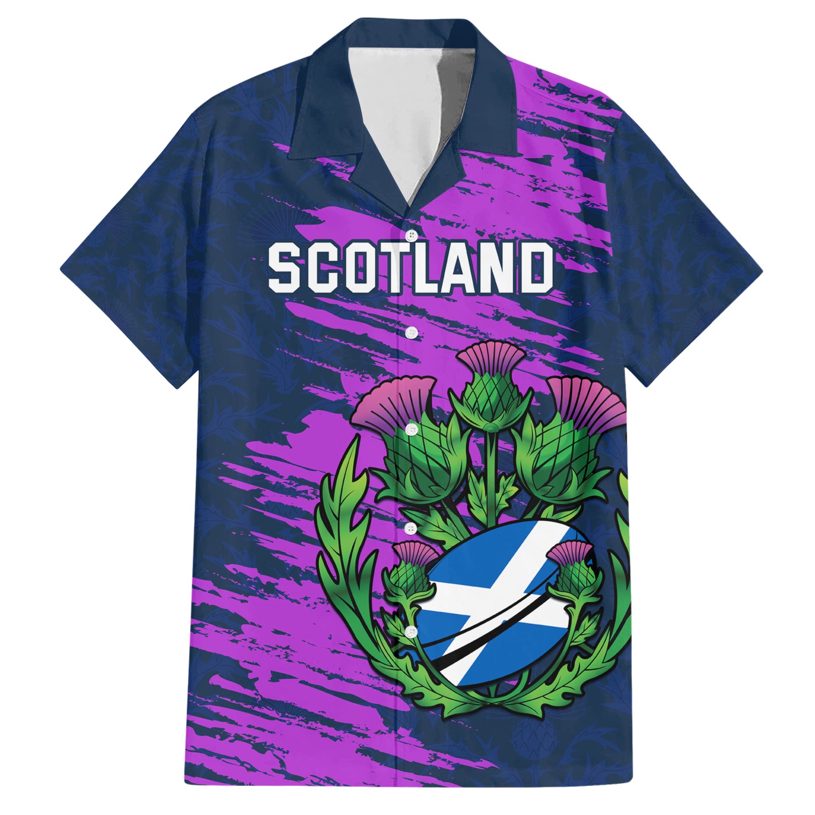 Custom Scotland Rugby Hawaiian Shirt 2024 Six Nations Go Scottish Thistle - Wonder Print Shop