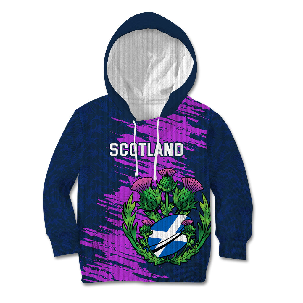 Custom Scotland Rugby Kid Hoodie 2024 Six Nations Go Scottish Thistle - Wonder Print Shop