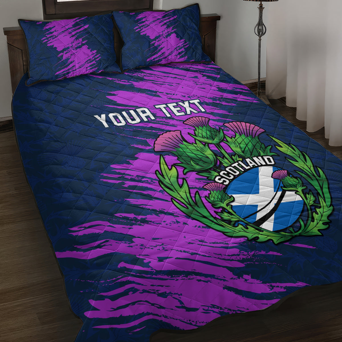 Custom Scotland Rugby Quilt Bed Set 2024 Six Nations Go Scottish Thistle