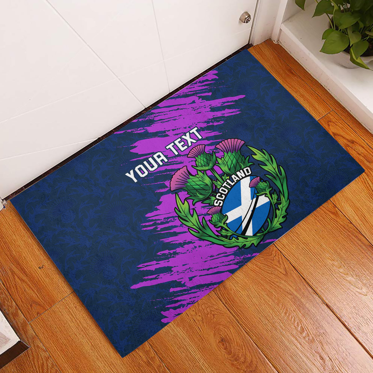 Custom Scotland Rugby Rubber Doormat 2024 Six Nations Go Scottish Thistle