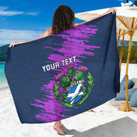 Navy and purple Scotland rugby sarong with crest and custom text panel