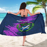 Navy and purple custom Scotland rugby sarong with crest and wide wrap coverage