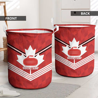 Personalized Canada Curling Laundry Basket Maple Leaf Red Version - Wonder Print Shop