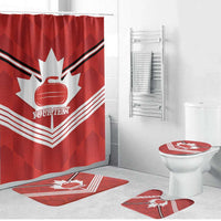 Personalized Canada Curling Bathroom Set Maple Leaf Red Version - Wonder Print Shop