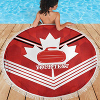 Personalized Canada Curling Beach Blanket Maple Leaf Red Version - Wonder Print Shop