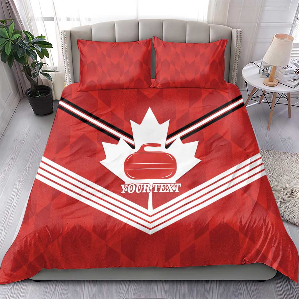 Personalized Canada Curling Bedding Set Maple Leaf Red Version - Wonder Print Shop