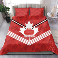 Personalized Canada Curling Bedding Set Maple Leaf Red Version - Wonder Print Shop