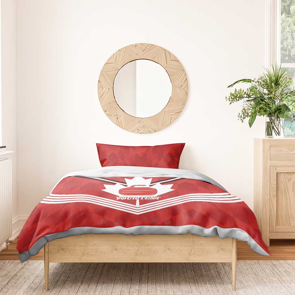 Personalized Canada Curling Bedding Set Maple Leaf Red Version - Wonder Print Shop