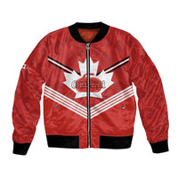 Personalized Canada Curling Bomber Jacket Maple Leaf Red Version - Wonder Print Shop