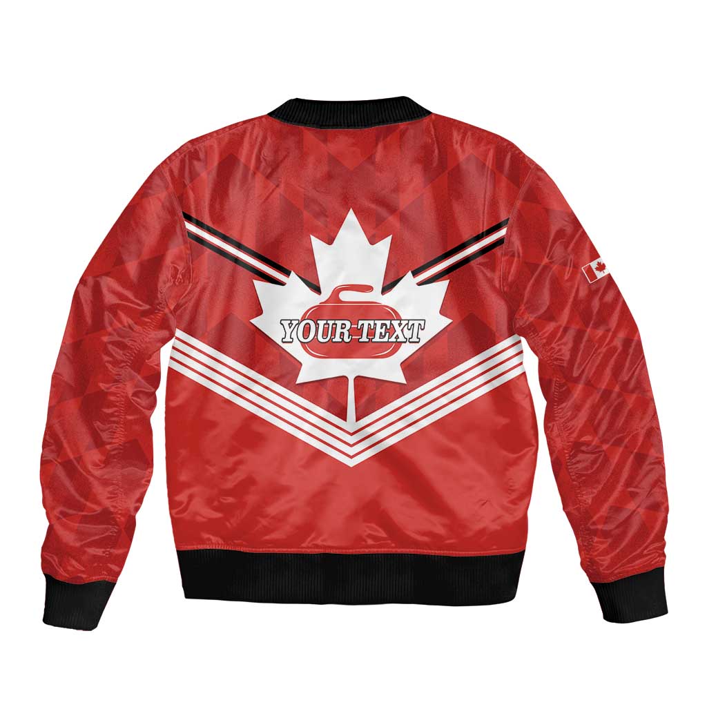 Personalized Canada Curling Bomber Jacket Maple Leaf Red Version - Wonder Print Shop
