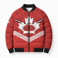 Personalized Canada Curling Bomber Puffer Jacket Maple Leaf Red Version - Wonder Print Shop